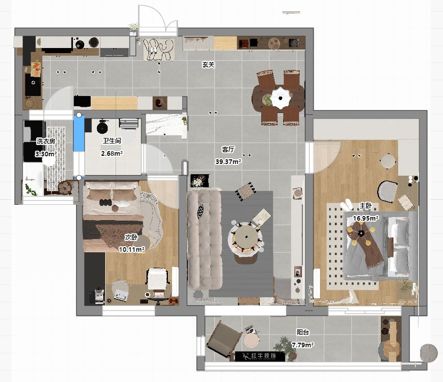 刘萍萍｜麒麟山庄27-502-103㎡-现代简约风格｜2室2厅1卫｜老房装修｜定制家｜全包14